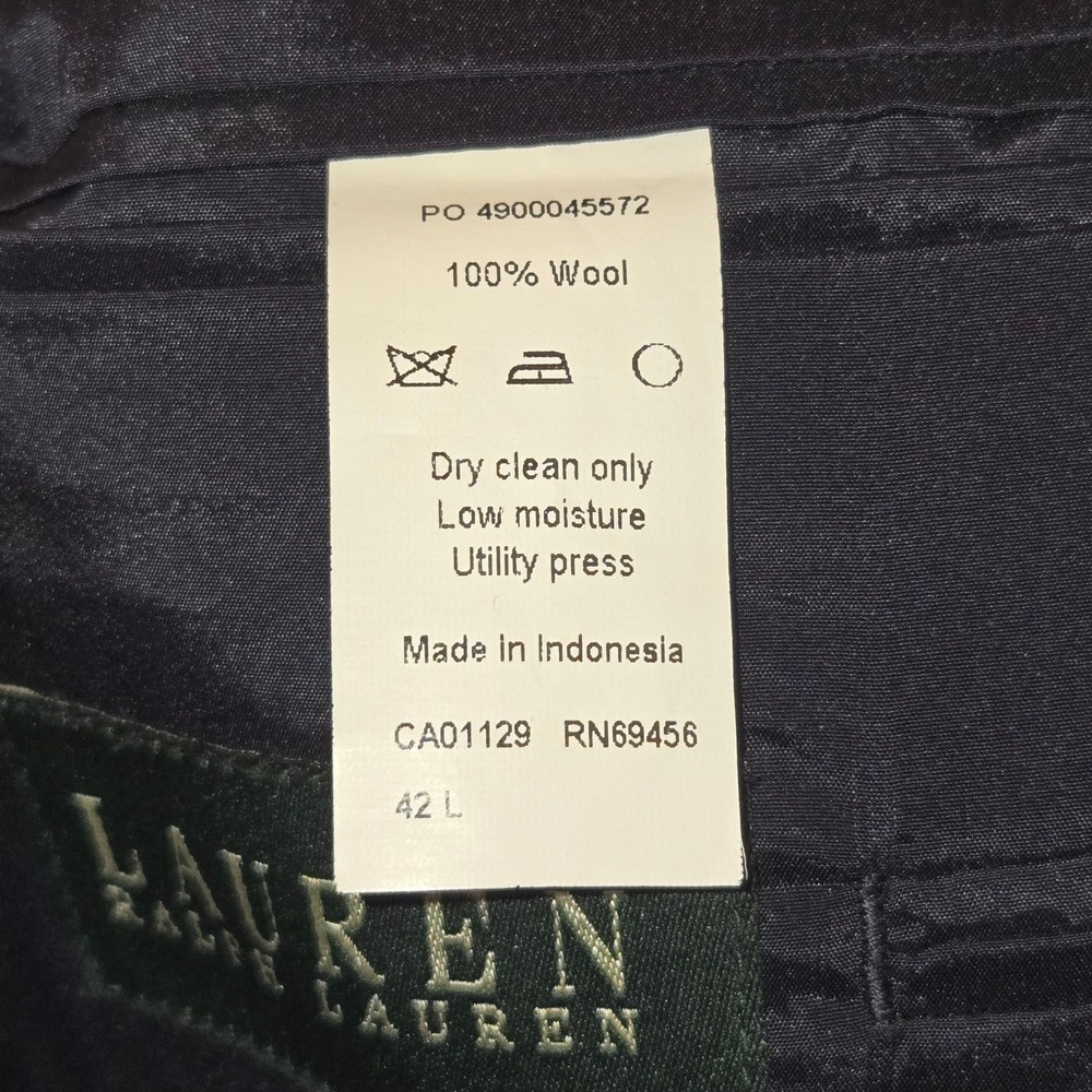 Lauren Ralph Lauren Blazer Mens 42L Navy Blue Wool Gold Crest Button Jacket - Picture 14 of 14